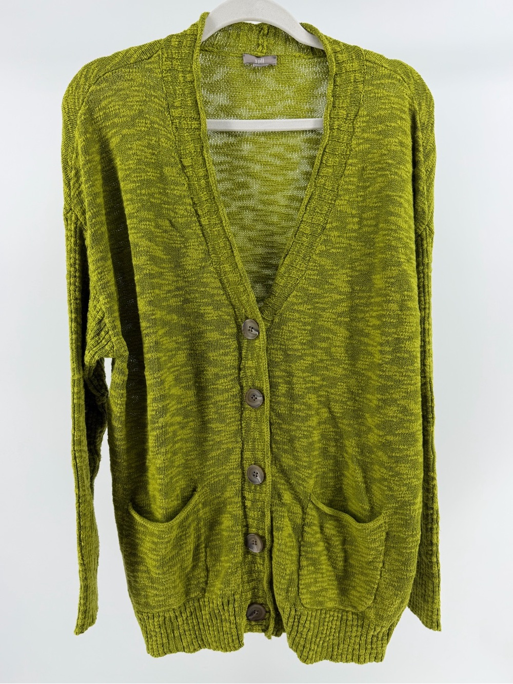 J. Jill Pistachio Green V-Neck Button Down Longline Cardigan Sweater, Sz Medium